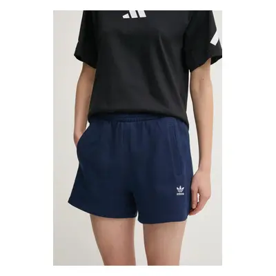 Kraťasy adidas Originals Essential dámské, tmavomodrá barva, hladké, high waist, JC8976