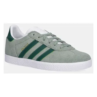 Dětské semišové sneakers boty adidas Originals GAZELLE zelená barva, JP5540