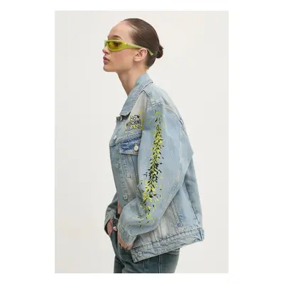 Džínová bunda Moschino Jeans dámská, modrá barva, přechodná, A0516 8720