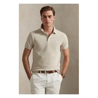 Bavlněné polo tričko Polo Ralph Lauren béžová barva, 710963494