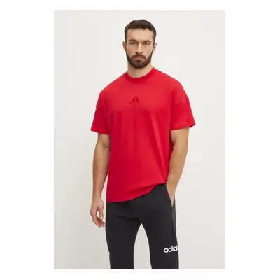 Bavlněné tričko adidas ALL SZN červená barva, s aplikací, JC5346