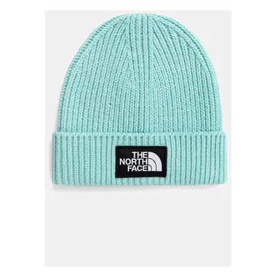 Dětská čepice The North Face KIDS TNF BOX LOGO CUFFED BEANIE tyrkysová barva, NF0A7WGC6EI1