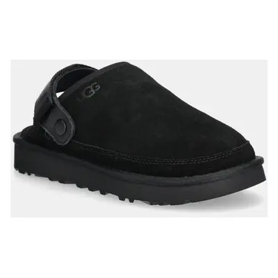 Semišové pantofle UGG Goldencoast Clog II pánské, černá barva, 1166915-BLK