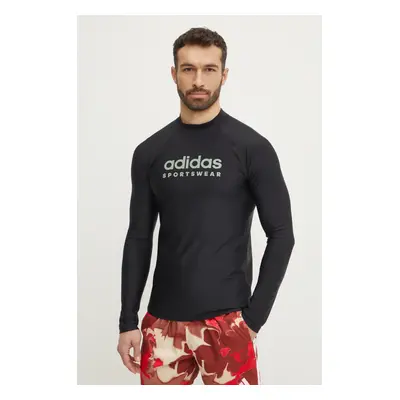 Plavecké tričko s dlouhým rukávem adidas M RASHGD LS černá barva, JD2140