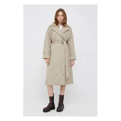 Bunda Tommy Hilfiger dámská, béžová barva, přechodná, oversize