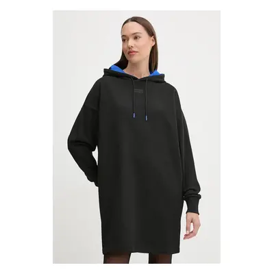 Bavlněné šaty Hugo Blue černá barva, mini, oversize, 50527958