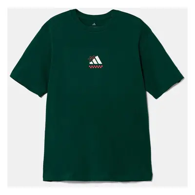 Bavlněné tričko adidas M L PIZZA TEE zelená barva, s potiskem, JJ4017