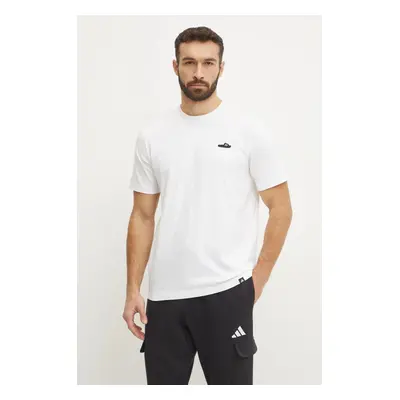 Bavlněné tričko adidas M L SLIDE TEE béžová barva, s aplikací, JJ4002