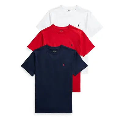 Dětské bavlněné tričko Polo Ralph Lauren 3-pack červená barva, 323884456001