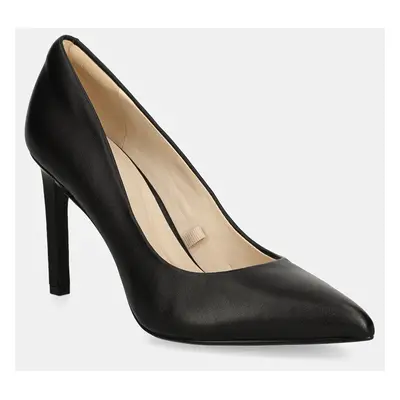 Kožené lodičky Calvin Klein HEEL PUMP 90 LTH černá barva, HW0HW02171