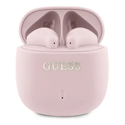 Bezdrátová sluchátka do uší Guess Printed Classic Logo růžová barva