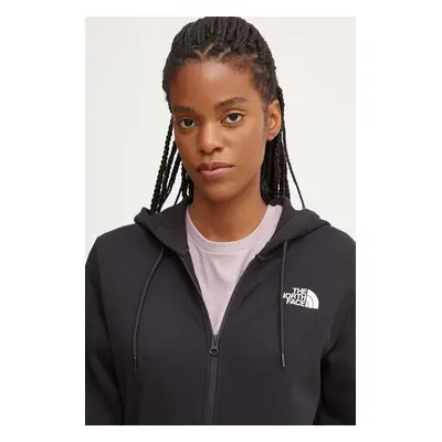 Mikina The North Face Simple Dome Full Zip Hoodie dámská, černá barva, s kapucí, s potiskem, NF0