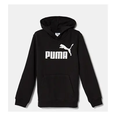 Dětská mikina Puma ESS No. 1 Logo Hoodie TR černá barva, s kapucí, s potiskem, 684909