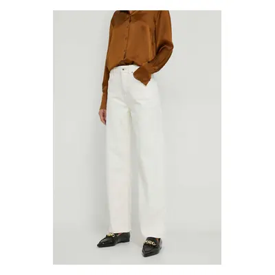 Džíny Pepe Jeans WIDE LEG JEANS UHW dámské, béžová barva, PL204598WI5