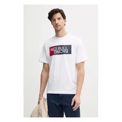 Bavlněné tričko Red Bull Racing x Pepe Jeans OMBRE LOGO TEE bílá barva, s potiskem, RM500019