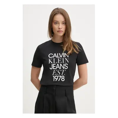 Bavlněné tričko Calvin Klein Jeans černá barva, J20J224910