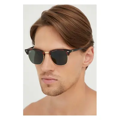 Brýle Ray-Ban CLUBMASTER pánské, hnědá barva, 0RB3016