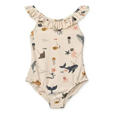 Jednodílné dětské plavky Liewood Kallie Printed Swimsuit béžová barva