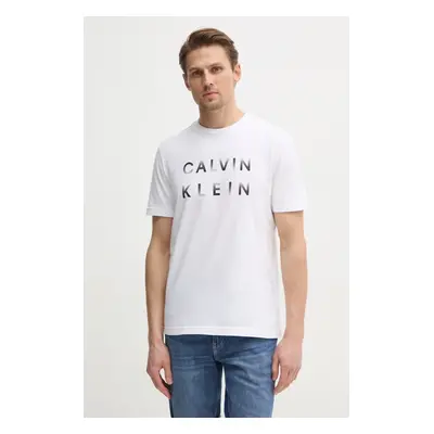 Bavlněné tričko Calvin Klein bílá barva, s potiskem, K10K114156