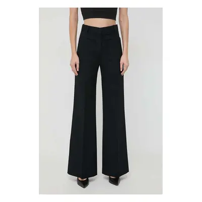 Kalhoty s příměsí vlny Victoria Beckham černá barva, široké, high waist, 1124WTR005115A