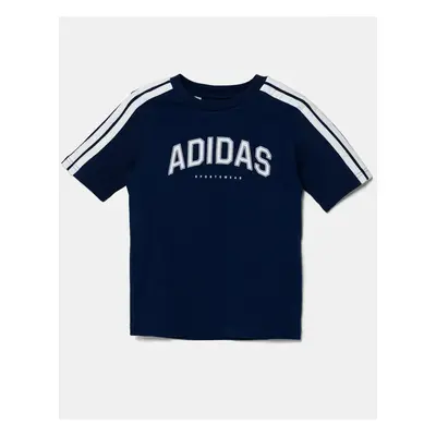 Dětské bavlněné tričko adidas tmavomodrá barva, s potiskem, JL6138