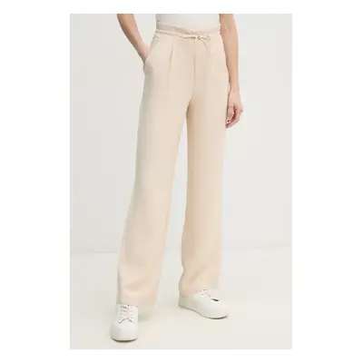 Kalhoty Calvin Klein Jeans dámské, béžová barva, střih chinos, high waist, J20J225339