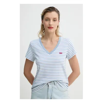 Bavlněné tričko Levi's LSE_PERFECT VNECK modrá barva, A3170