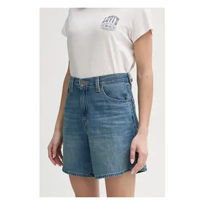 Džínové šortky Levi's HIGH BAGGY SHORT dámské, modrá barva, hladké, high waist, A9311