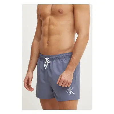 Plavkové šortky Calvin Klein modrá barva, KM0KM01099