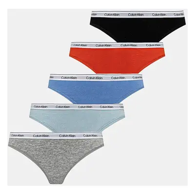 Tanga Calvin Klein Underwear 5-pack šedá barva, 000QD5221E