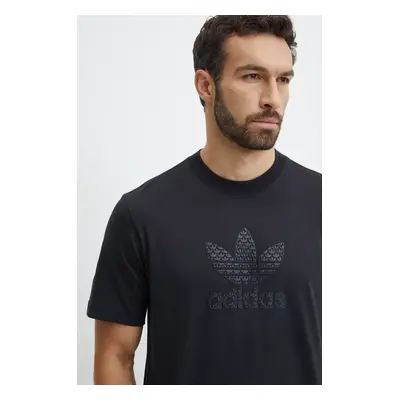 Bavlněné tričko adidas Originals černá barva, s potiskem, IZ2527