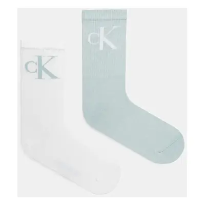 Ponožky Calvin Klein Jeans 2-pack dámské, tyrkysová barva, 701228811