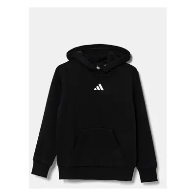 Dětská mikina adidas černá barva, s kapucí, hladká, JC9772