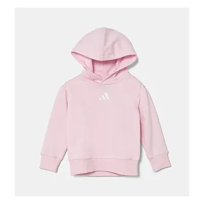 Dětská mikina adidas růžová barva, s kapucí, s aplikací, JC9756