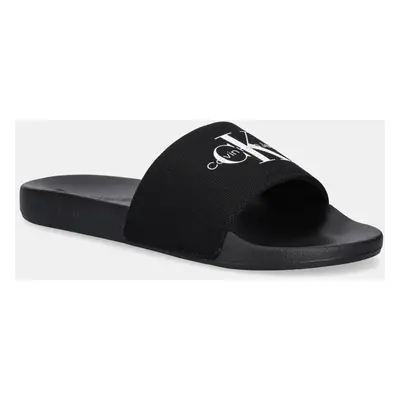 Pantofle Calvin Klein Jeans SLIDE MONOGRAM pánské, černá barva, YM0YM01271