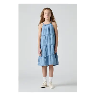 Dívčí šaty Levi's HALTER TIERED DRESS modrá barva, midi, 4EM228