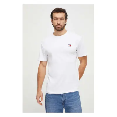 Bavlněné tričko Tommy Jeans bílá barva, s aplikací, DM0DM17995