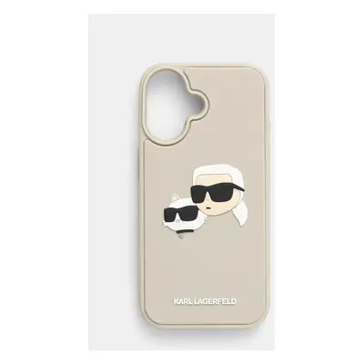 Obal na telefon Karl Lagerfeld iPhone 16 béžová barva, KLHCP16SRBCKCHLE