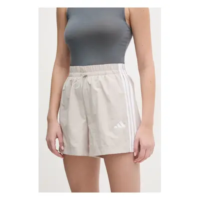 Kraťasy adidas Essentials dámské, šedá barva, s aplikací, high waist, JC8165