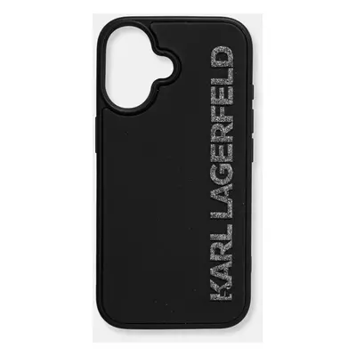 Obal na telefon Karl Lagerfeld iPhone 16 černá barva, KLHCP16SRBKGVCK