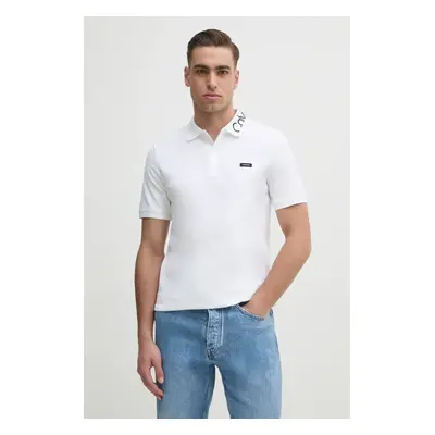 Polo tričko Calvin Klein bílá barva, s aplikací, K10K114474