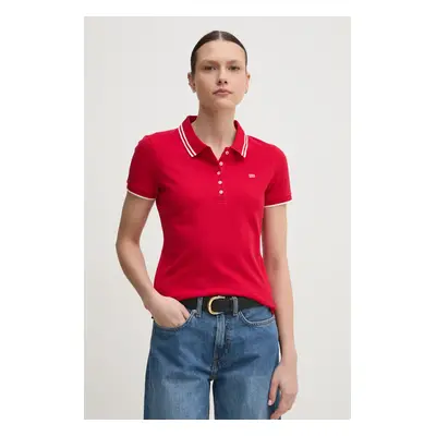 Polo tričko Tommy Hilfiger červená barva, WW0WW44517