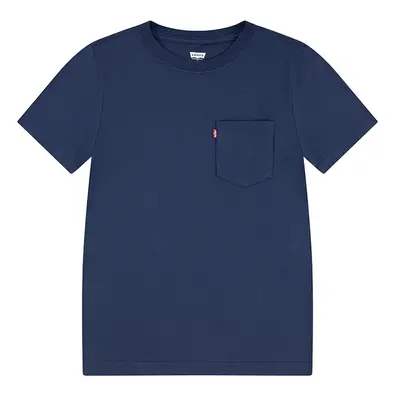 Dětské bavlněné tričko Levi's SUNSET POCKET TEE tmavomodrá barva, 8EM359