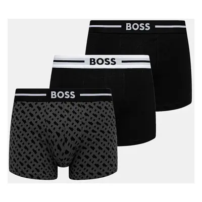 Boxerky BOSS 3-pack pánské, černá barva, 50531694