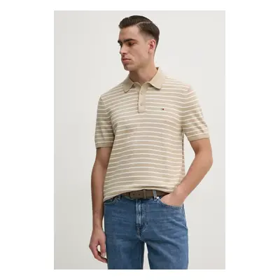 Bavlněné polo tričko Tommy Hilfiger béžová barva, MW0MW37396