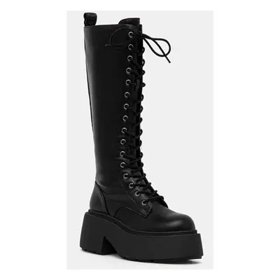 Kozačky Buffalo Vicious Lace Up Hi dámské, černá barva, na platformě, 1622482-BLK