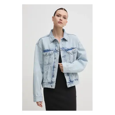 Džínová bunda Calvin Klein Jeans dámská, modrá barva, přechodná, J20J225186