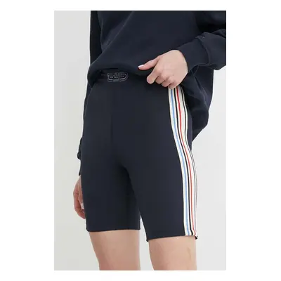 Kraťasy Tommy Hilfiger dámské, tmavomodrá barva, s aplikací, high waist, WW0WW41493