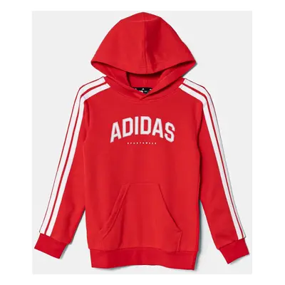 Dětská mikina adidas červená barva, s kapucí, s potiskem, JM7357