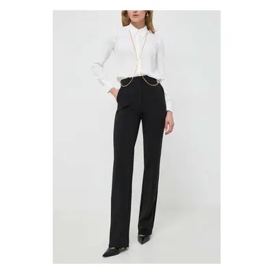 Kalhoty Elisabetta Franchi dámské, černá barva, jednoduché, high waist, PA03141E2